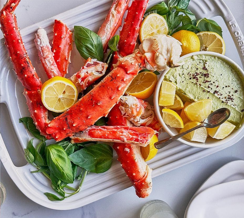 king crab legs with lemon and basil butter