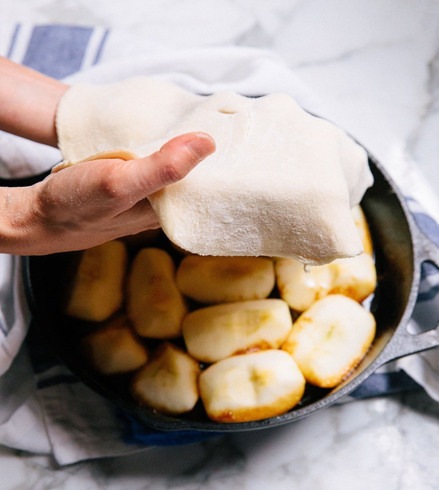 chef making apple pie